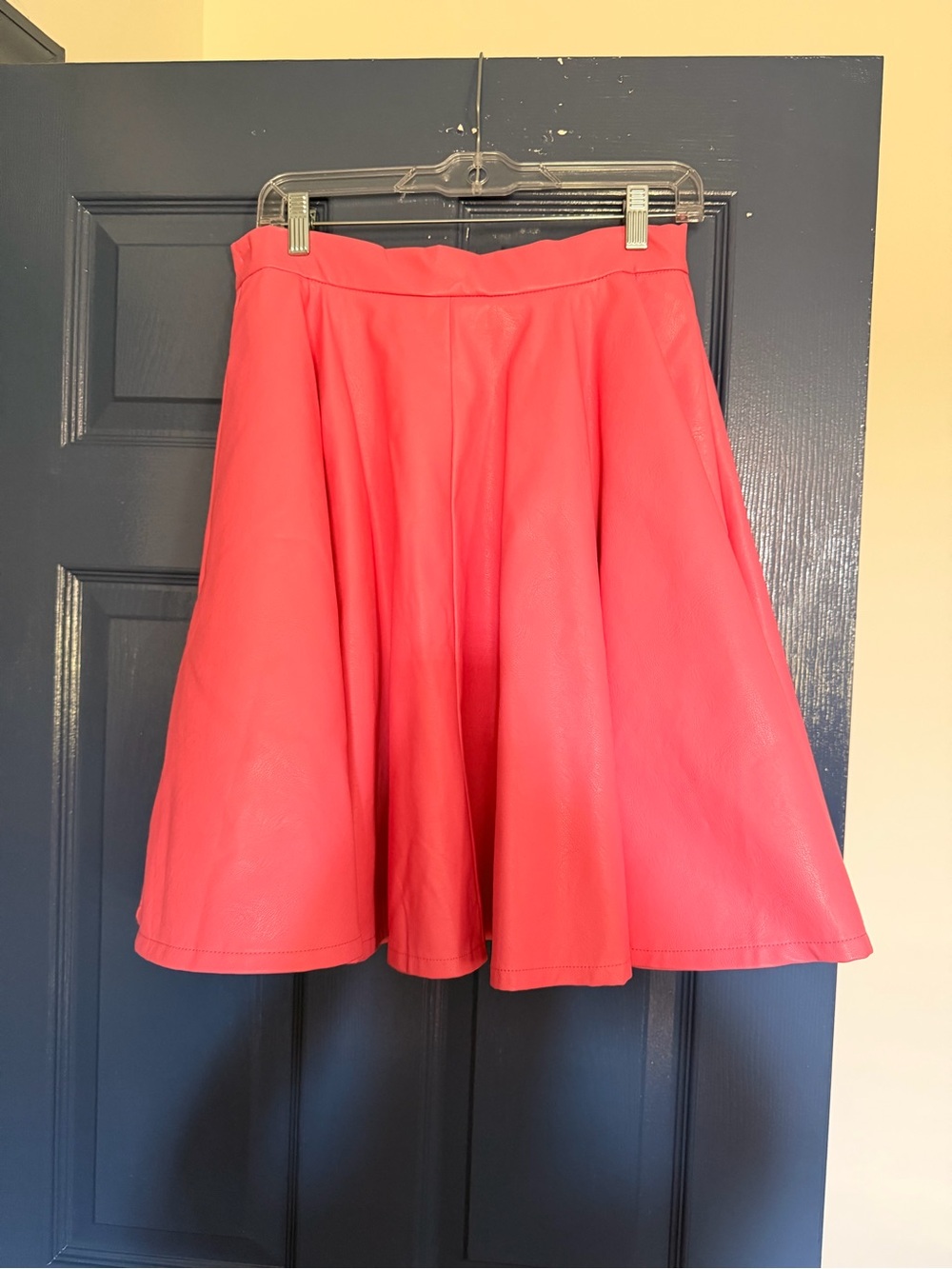 Bad Girl Skater Skirt in Flamingo Pink Vegan Leather L